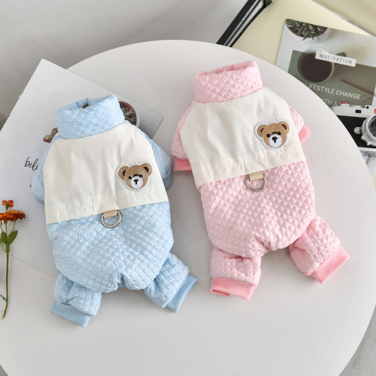 Windproof Pet Lover Boy Girl Clothing For Small Dog Pink Blue Puppy Overall 4 Leg Jumpsuit Female Chest Warm Clothes Cat Apparel