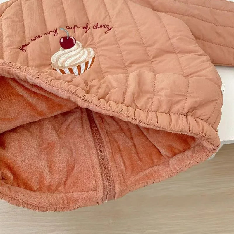 Fashion Children Baby Jackets Winter Autumn Thicken Cute Embroidery Coats Kids Boys Girls Outerwear 1-6Y