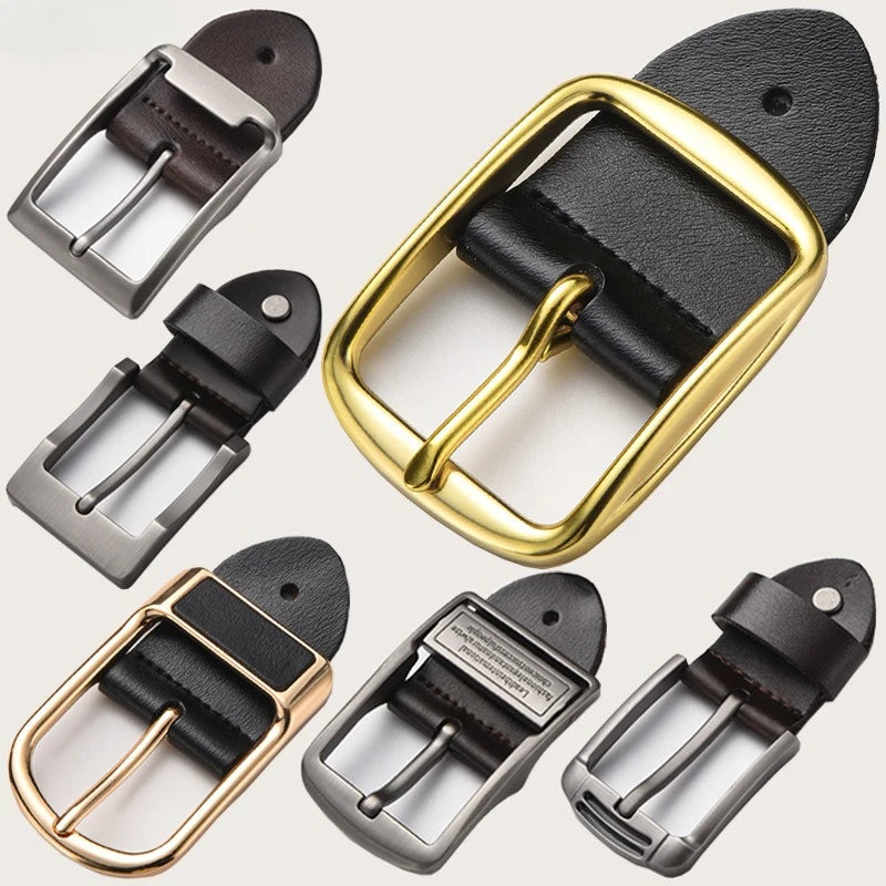 Fashionable Belt Buckles for Men's Belts 40mm Wide Metal Pin Buckles Black PU Loop Belt Accessories