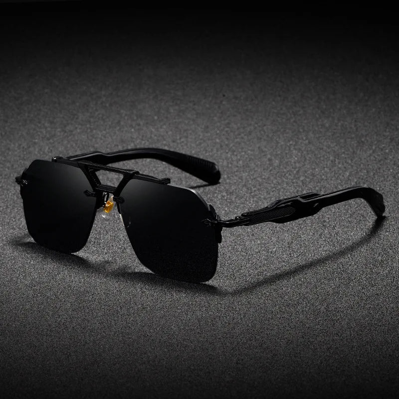 New Man Sunglasses Steampunk Double Girder Design Frameless Pilot Eyewear UV Protection Retro Protective Glasses