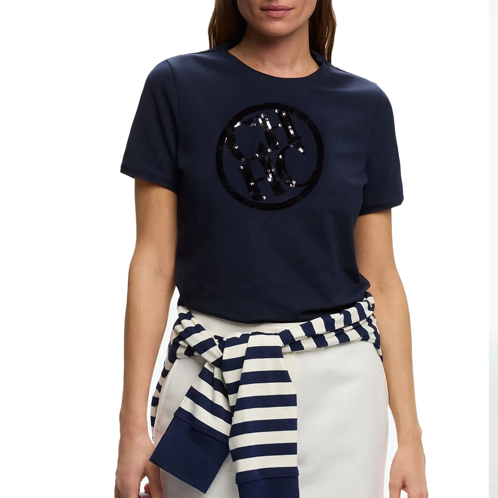 New Women's Tops Short Sleeve O Neck Shirts Casual Temperament Sequin Design Cotton Fashion Female Tops Summer Women Tee Tops