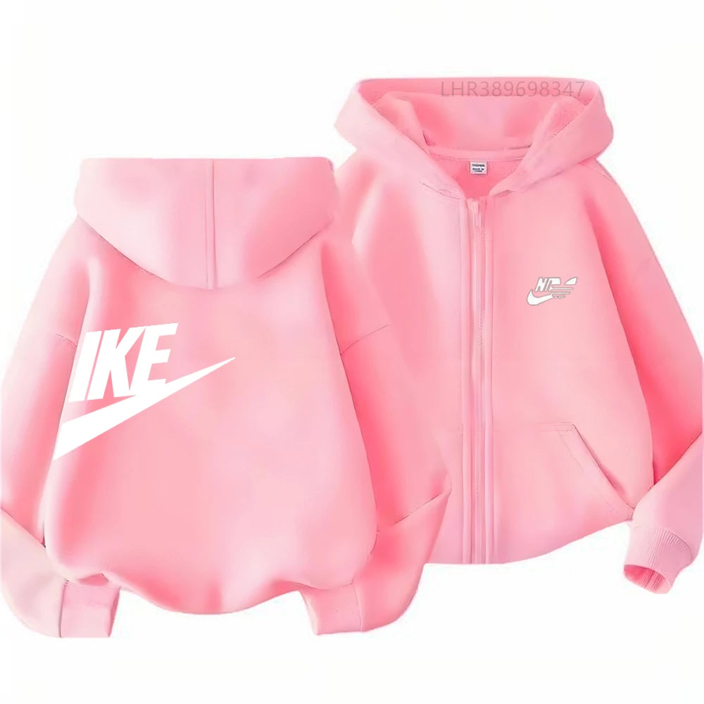 Children Coat Zipper Style Hoodies Girls Boys Age 3-12 Kids Fashion Black Pink  Long Sleeves Autumn Clothing Fun Brand Print