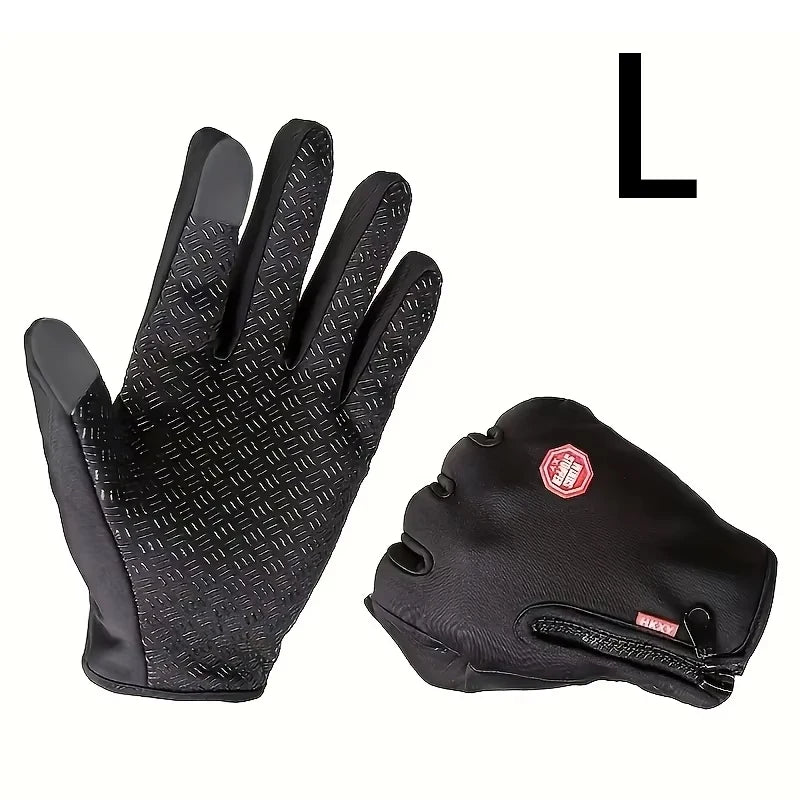 New men's cold-proof and waterproof gloves, anti-slip, warm, with velvet lining, index finger, suitable for outdoor sports, spri