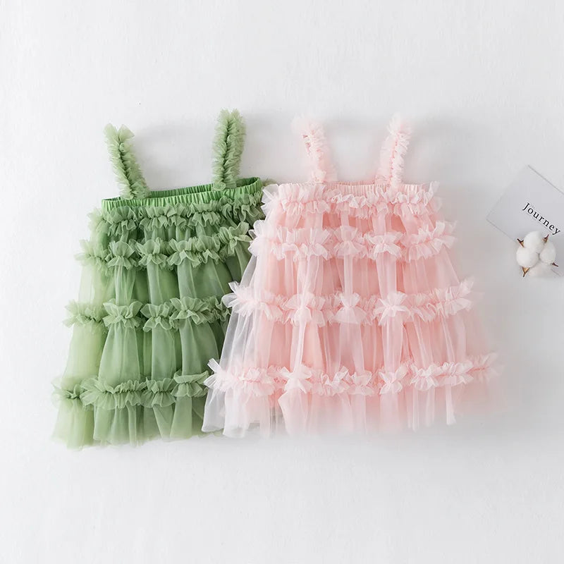 Toddler Baby Girls Kids Clothes Summer Dress Tutu Ball Gown Princess Dresses Holiday Party Casual Tulle Dress for Girls Vestido