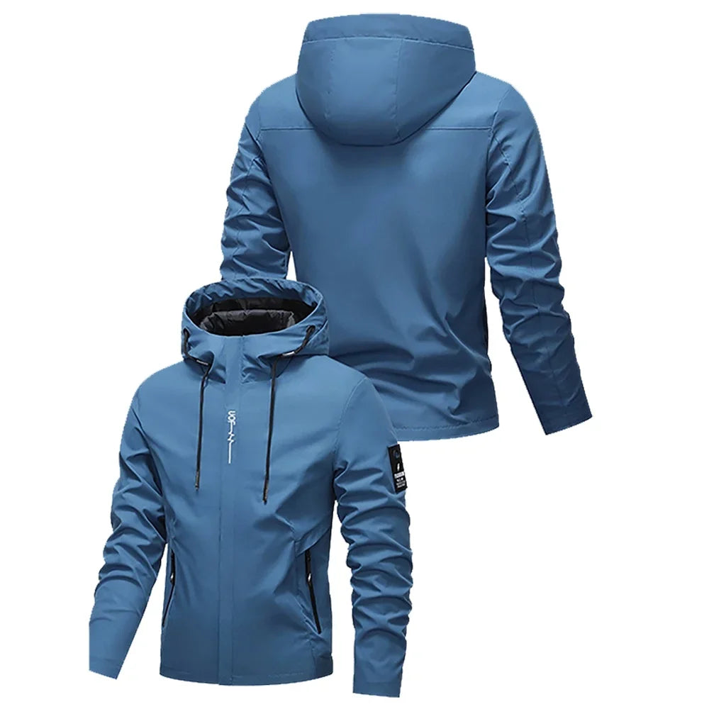 Men's Hooded Jacket, All-Season Windproof Jacket Suitable for Outdoor, Motorcycle, Travel, Leisure - Fashionable Sports Jacket
