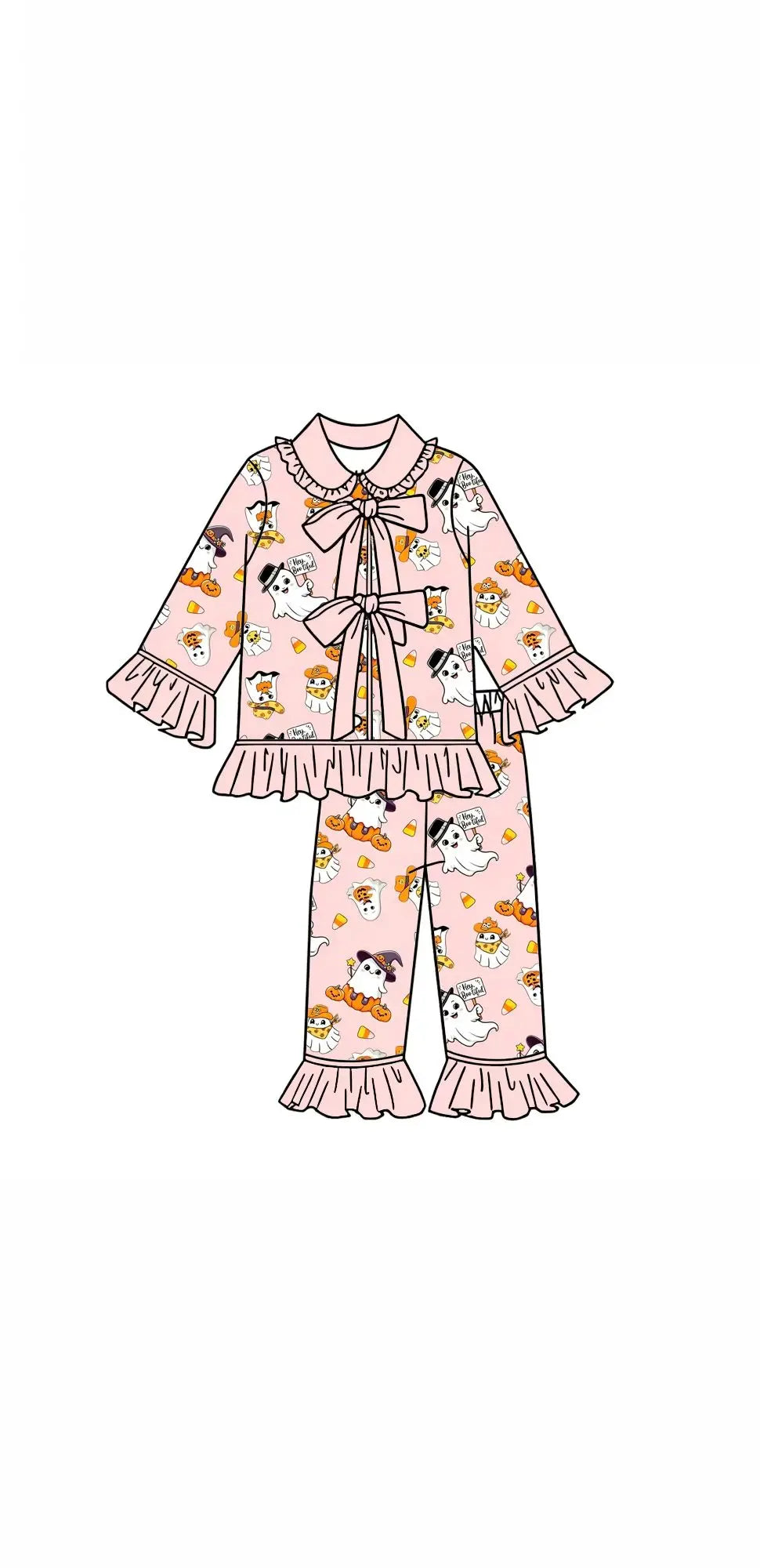 Wholesale Purple Children's Halloween Pajamas Kids Pumpkin Cany Set Boys Girls Clothing