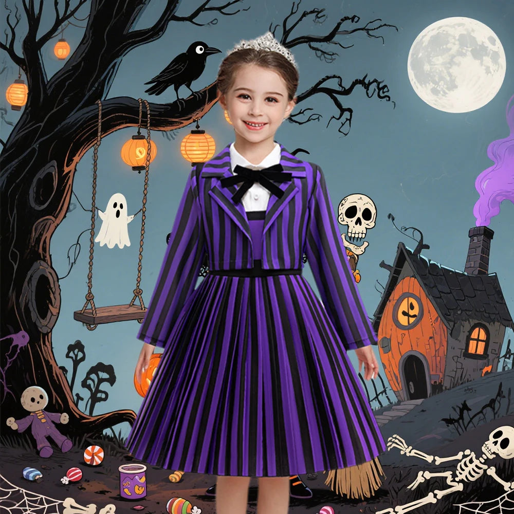 Kids Girls Clothes 2PCS Jacket Dress Enid Cosplay Halloween Costume Birthday Party Dresses Carnival Children Clothing Outfits