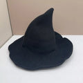 Women Witch Hat for Halloween Wool Hats Wide Brim Spire Knitted Cap Party and Daily