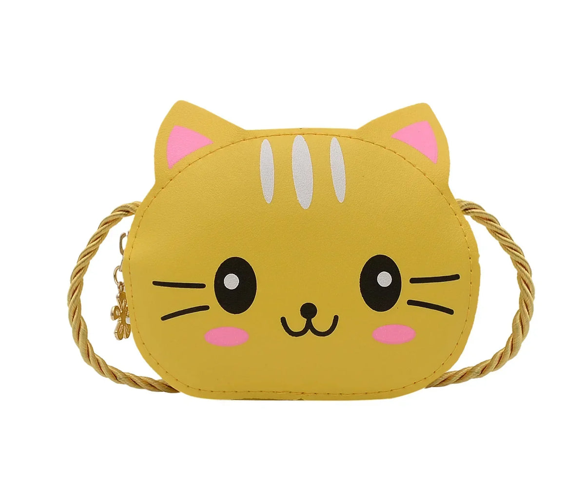 Baby Girls PU Leather Small Shoulder Crossbody Bags Cute Cat Kids Coin Purse Wallet Fashion Children's Mini Handbags