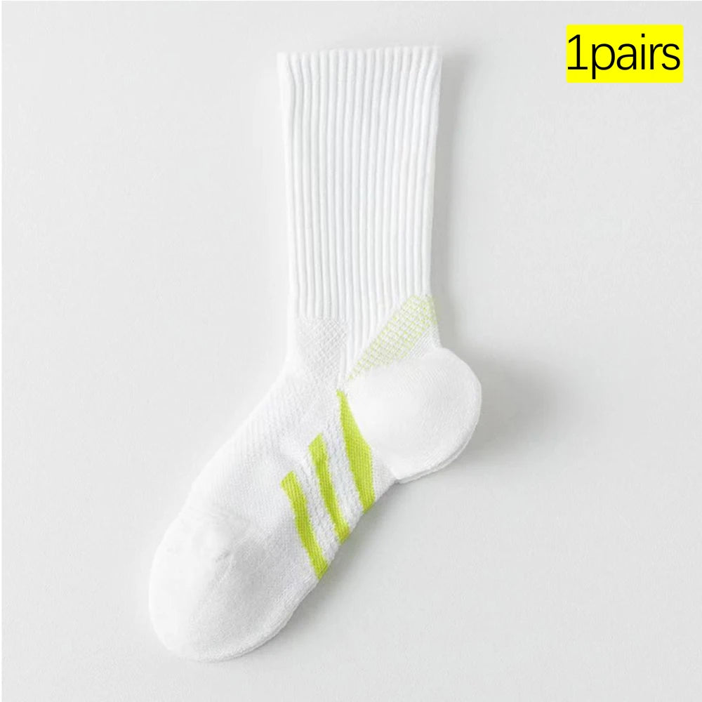 Casual Sports Socks Professional Sweat Absorbing Knee High Athletic Socks Cushioned Breathable Badminton Tennis Fitness Socks