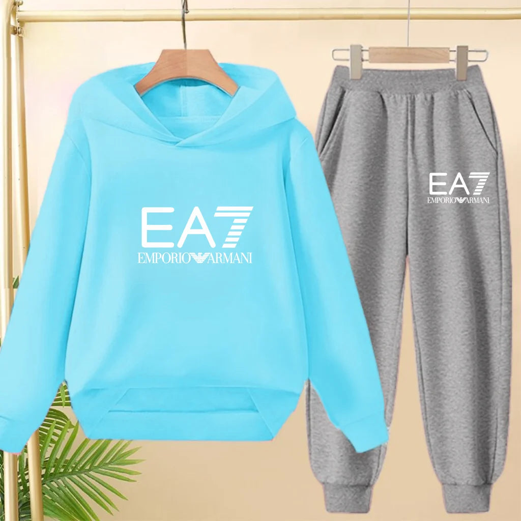 Kids Autumn Winter Hoodie  Letter Print Clothing Casual Top+Trousers 2PBoy Girl 3-12Yrs Child Gift Brand Sports Coat Jogging Set
