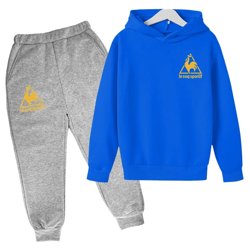 Kids Spring Autumn Casual Fashion Pullover Hoodie+Pants 2pcs Tracksuits 2-13 Years Boys Girls Streetwear Children Clothes Sets