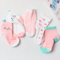 5Pair Cartoon Kids Socks Pink Cat Princess Girl Sock Cotton Keep Warm Winter Middle Tube Socks Baby Footwear Children Sokken Sox