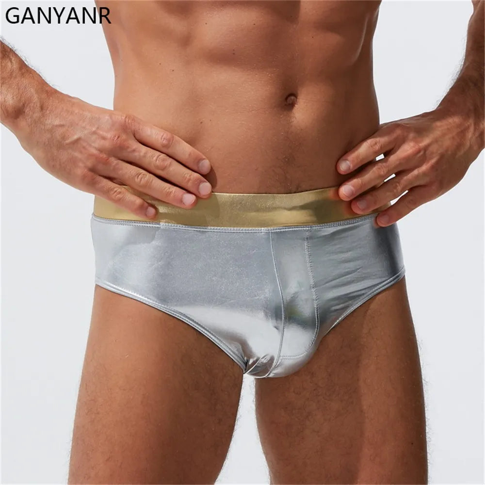 GANYANR Swimwear Men Swim Briefs Gay Swimsuit Sexy Swimming Trunks Beach Shorts Homens Bikini boardshorts quick dry surf wear