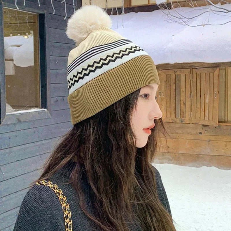 Autumn/winter Women's Knitted Wool Hat With A Large Head Circumference A Relaxed Style Warm And Cold-proof