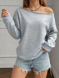 Women's off-shoulder loose pullover - suitable for all seasons, versatile for daily wear - fashionable casual hoodie