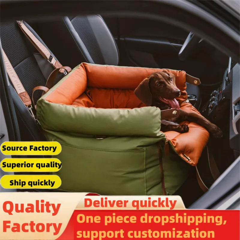 Car Pet Bed, Washable PU Leather Dog Mat, Portable Waterproof Bite-Resistant Small Dog Bed, Non-Slip Pet Car Supplies for Cats