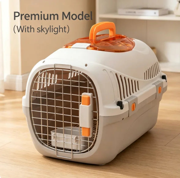 Portable Airline Approved Pet Travel Crate, Anti-Stress Cat Carrier with Top Window Safe Car Kennel for Small Dogs and Cats
