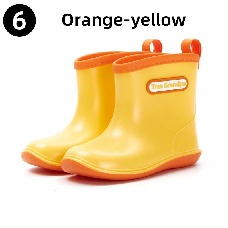 Toddler Rain Boots Baby Kids Easy-on Rubber Rain shoes Children Waterproof Shoes for Boys Girls Soft Toddler Rubber Shoes