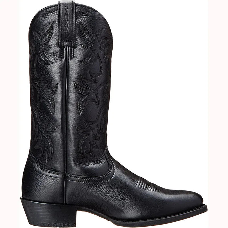 Men Boot 2026 Mid Calf Western Cowboy Motorcycle Boots Male Autumn Outdoor PU Leather Totem Med Heel Fashion Designed Men Boots