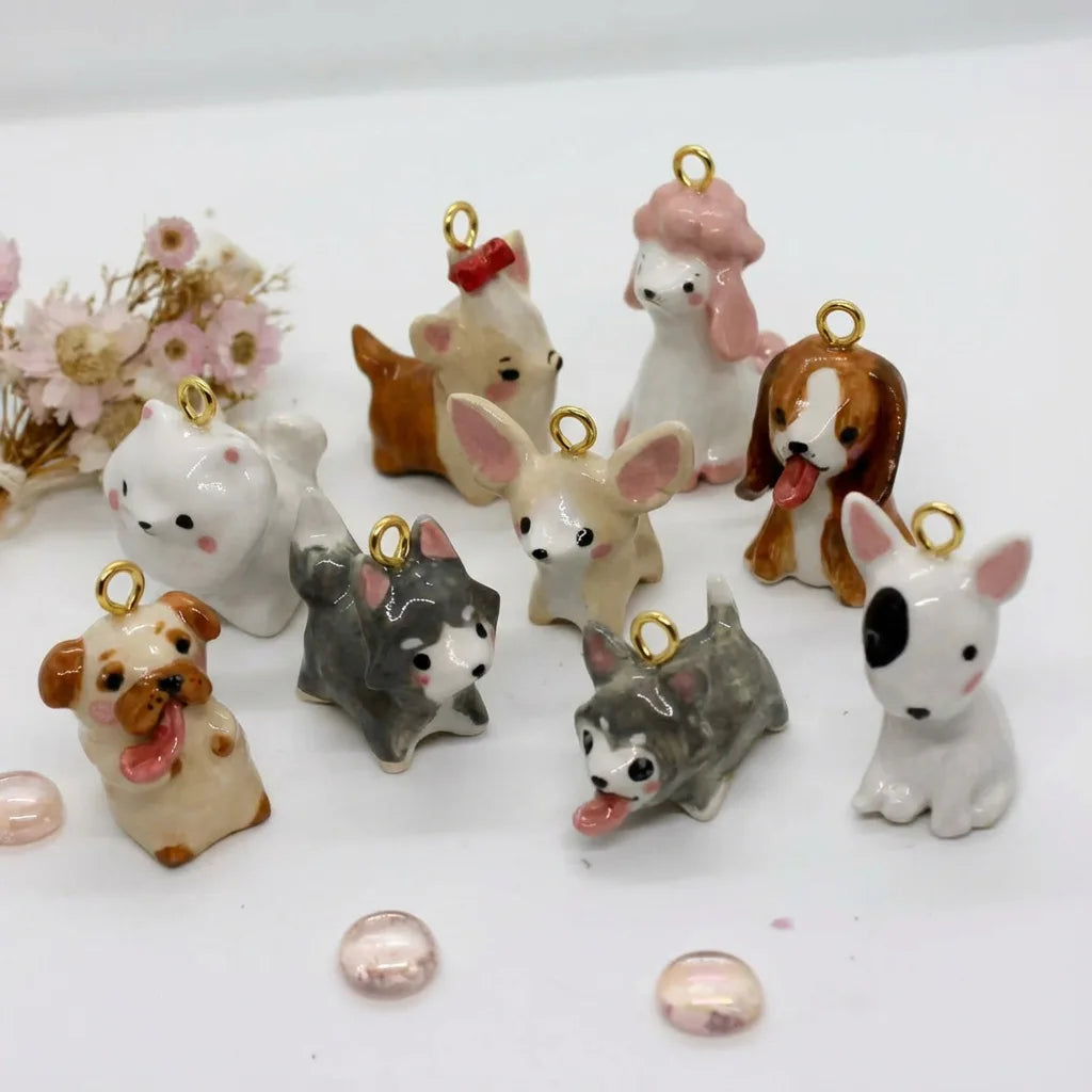 New Fashion Cartoon Small Animal Accessories Pet Dog DIY Necklace for Women Girls Cute Enamel Little Dog Necklace DIY Accessory
