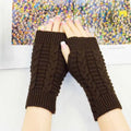 Winter Fingerless Gloves for Women, Computer Short Warm and Extended Korean Style Half-Finger Knitted Flat Gloves