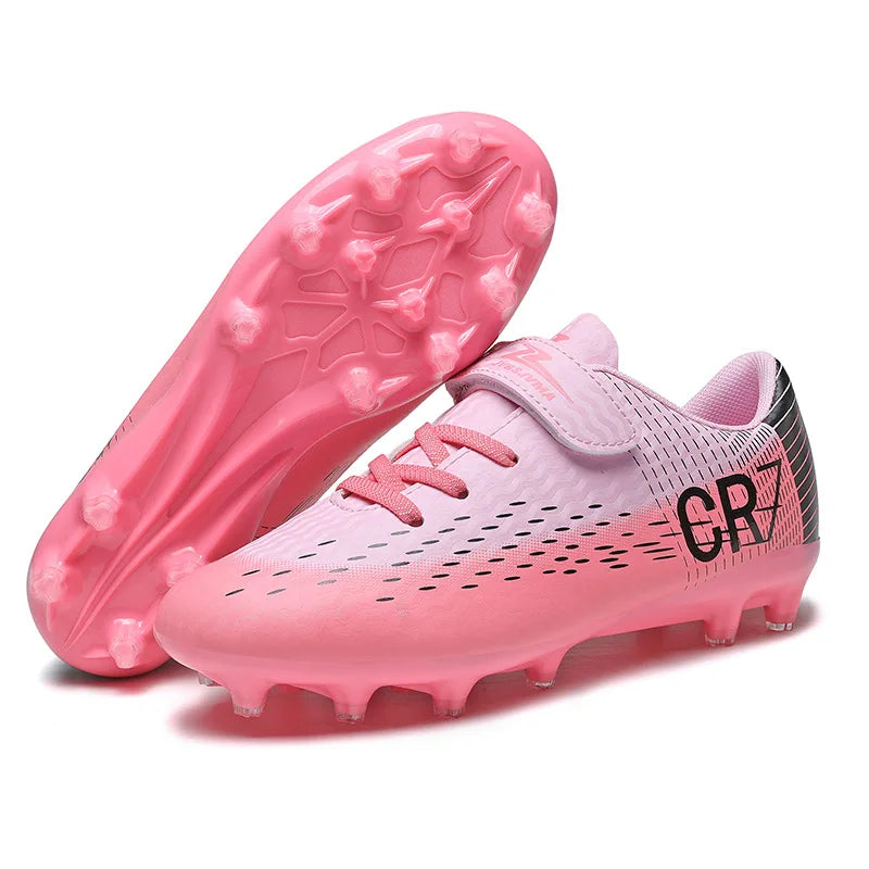 New Children Football Boots Outdoor Trainers Soccer Shoes for Kids Boys Girls Hook Loop Football Cleats Futsal Sneakers 28-39