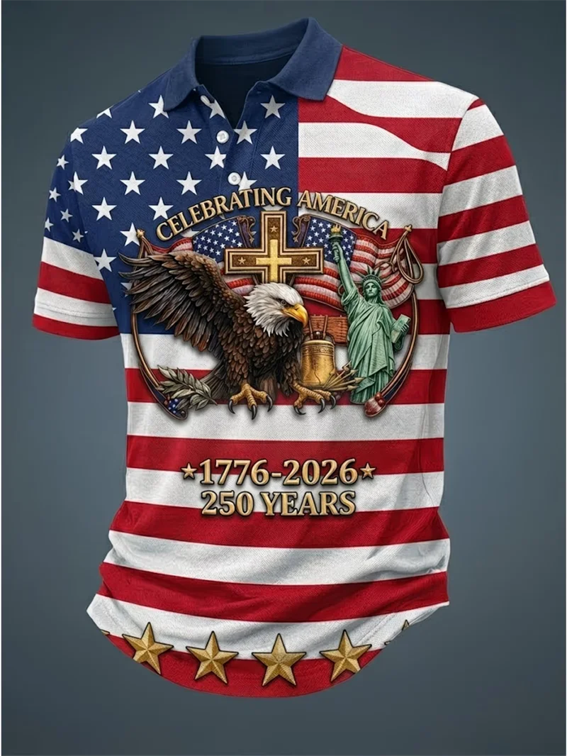 Couple Matching Usa 250 Patriotic Polo Shirt Men Women American Flag Statue Of Liberty Print Casual Breathable Sportswear Polo