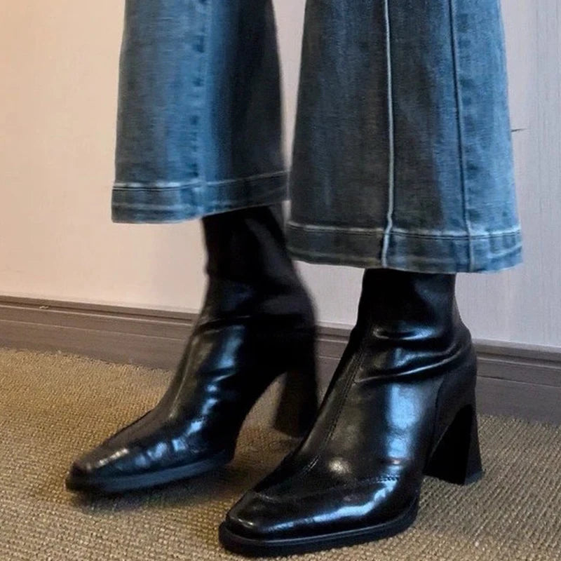 High Heels Women’s Ankle Boots Fashion Chunky Elegant Retro Designer Shoes Winter Dress Woman Botas 2025 New Party Chelsea Boots