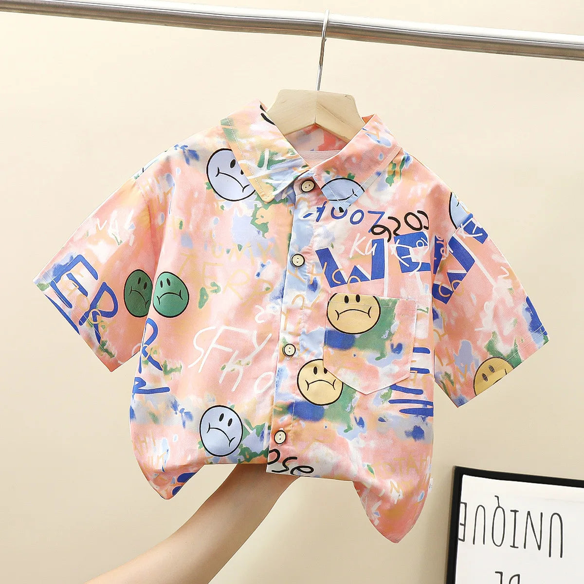 Fashion Colorful Boys Shirts Toddler Kids Tops Teenager Summer Outfits Children's Clothes
