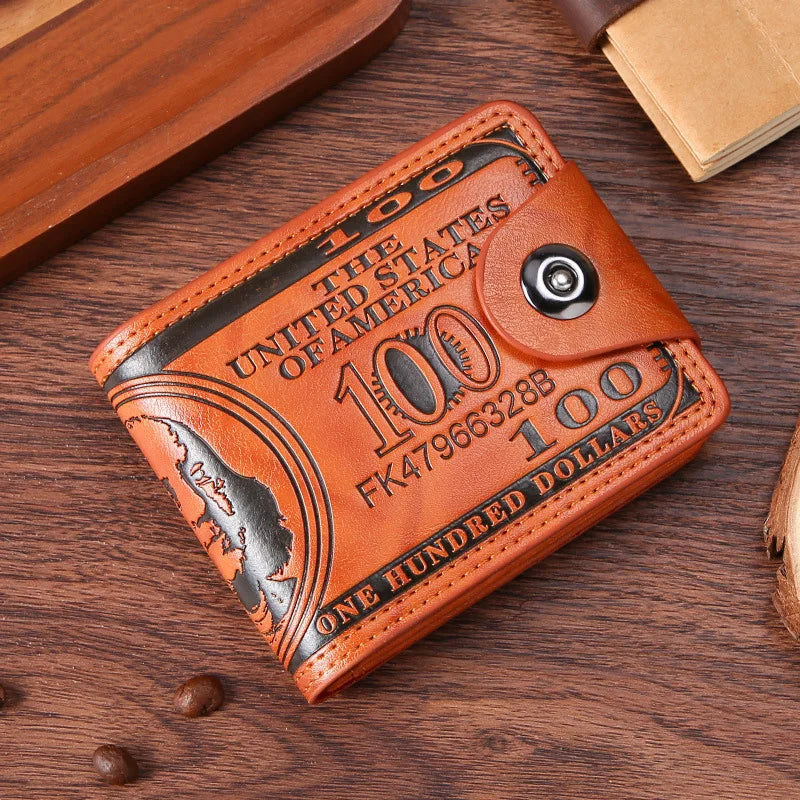 Men's Wallets with 100 US Dollar Pattern Hasp Male Leather Wallet with Zipper Card Holder Coin Pocket Purse cartera hombre