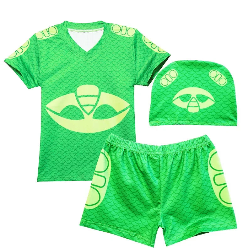 Kids Cartoon Anime Pajamas Superhero T Shirt Shorts Swimwear Swimsuit Set Outfit Boys Girls Christmas Halloween Cosplay Costume