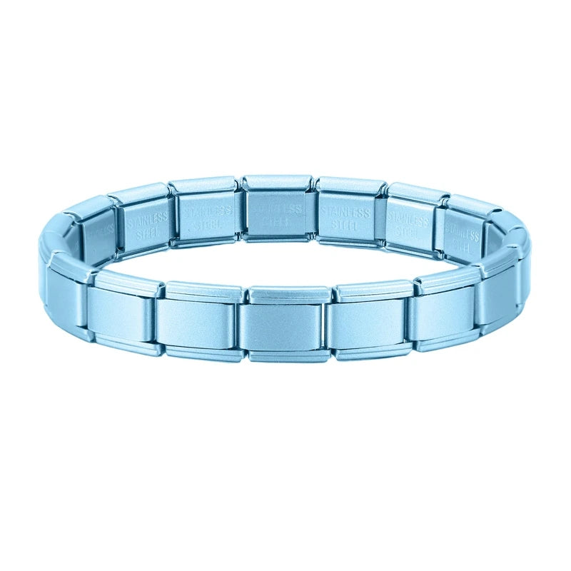 Men's Women's Jewelry DIY 9MM Width Italian Elastic Charm Bracelets Gold Silver Solid Color Stainless Steel Fashion Bangle Basic