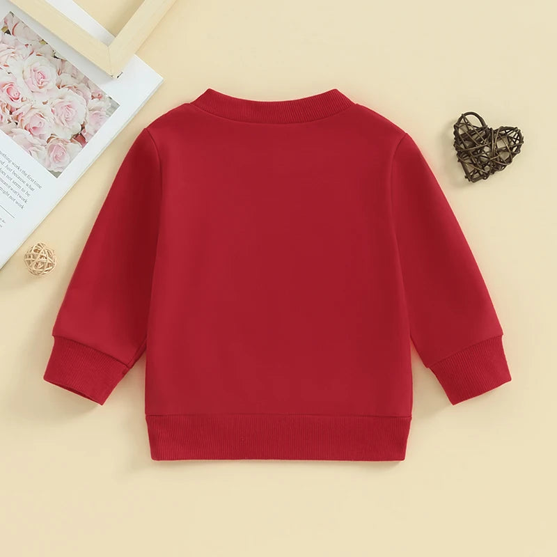 0-3Y Baby Kids Valentine's Day Sweatshirts Tops Toddler Heart Pattern Long Sleeve Pullover Shirt Tops Spring Fall Kids Clothes