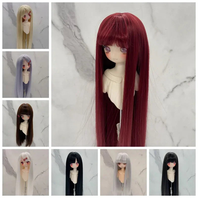 New 1/3 & 1/4 & 1/6 Bjd Doll's Wig with Bangs Long Straight Wig Girls Diy Makeup Accessories