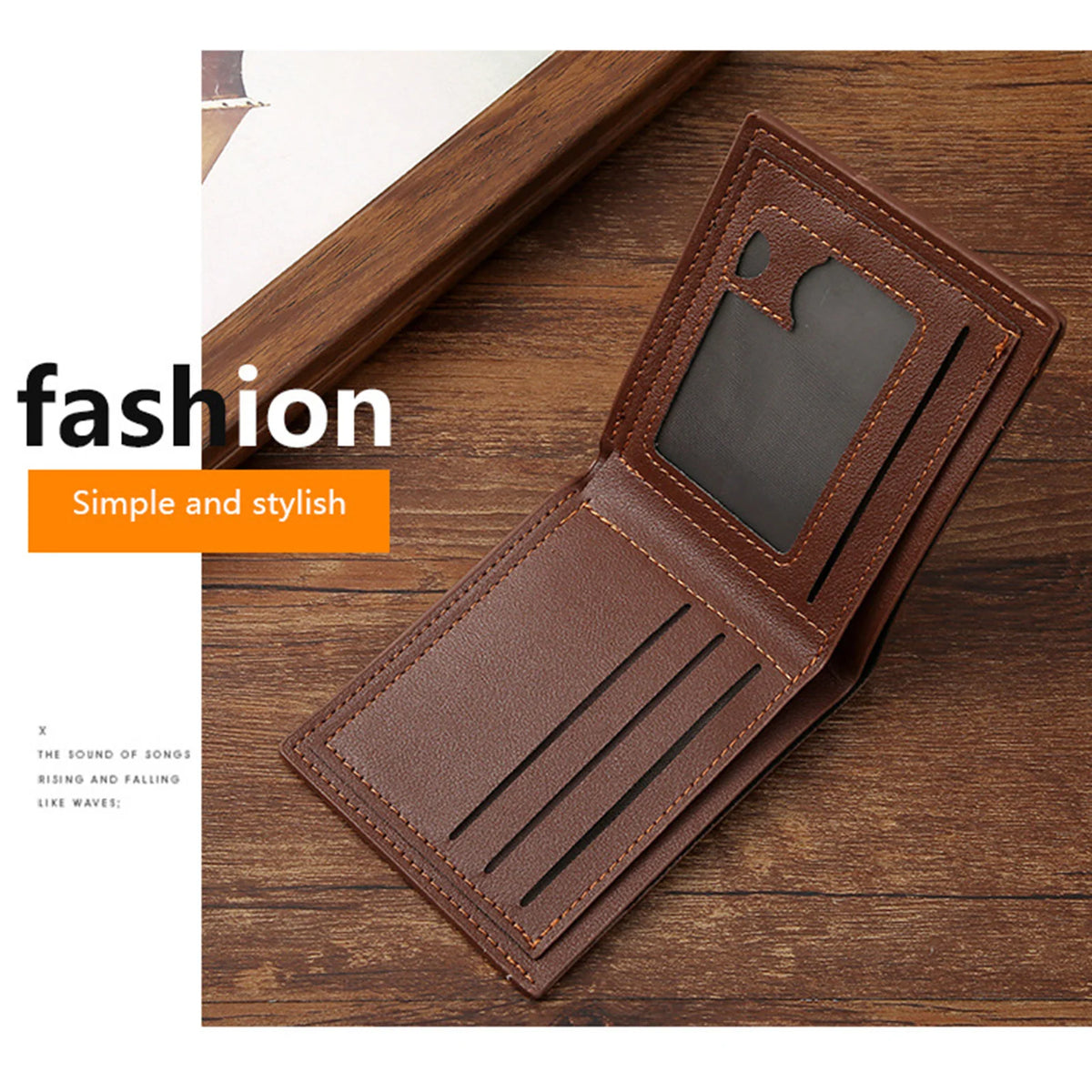 Men's Slim Wallet Short Horizontal Design Multiple Card Slots Large Capacity Soft Leather Business Money Clip