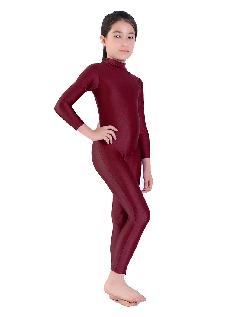Kids Ballet Skate Dance Wear Girls Gymnastics Bodysuit  Long Sleeve Bodysuit Children Jumpsuit Wear Training Performance Wear