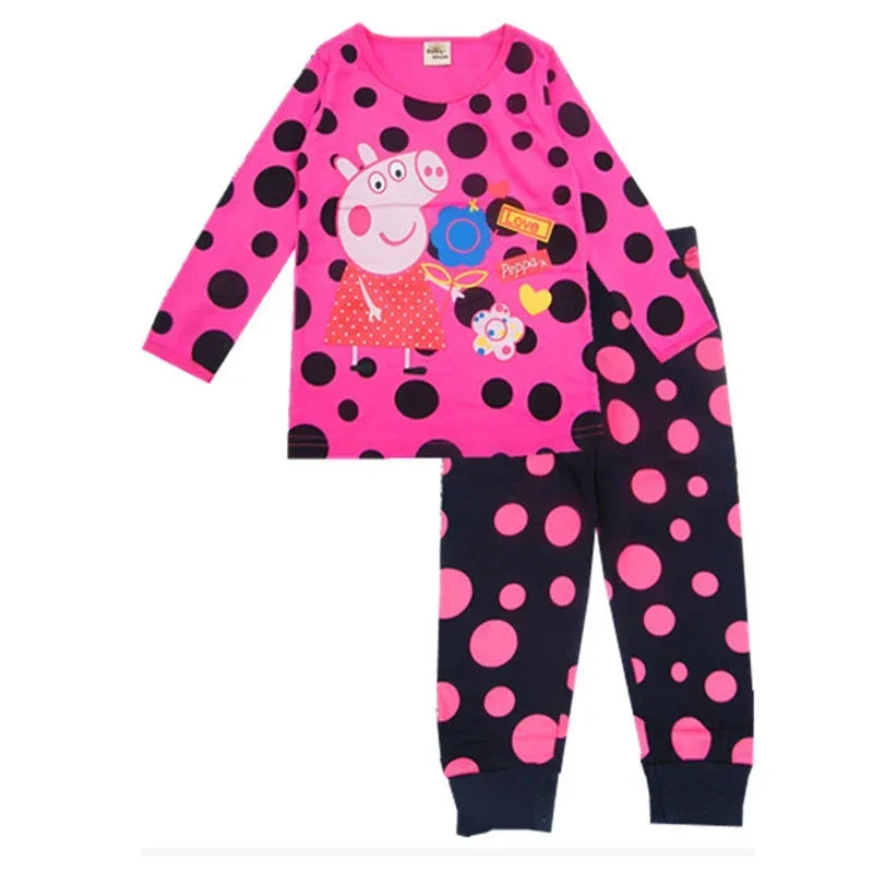 Cartoon Peppa Pig Movable Doll Pajamas Set for Boys and Girls