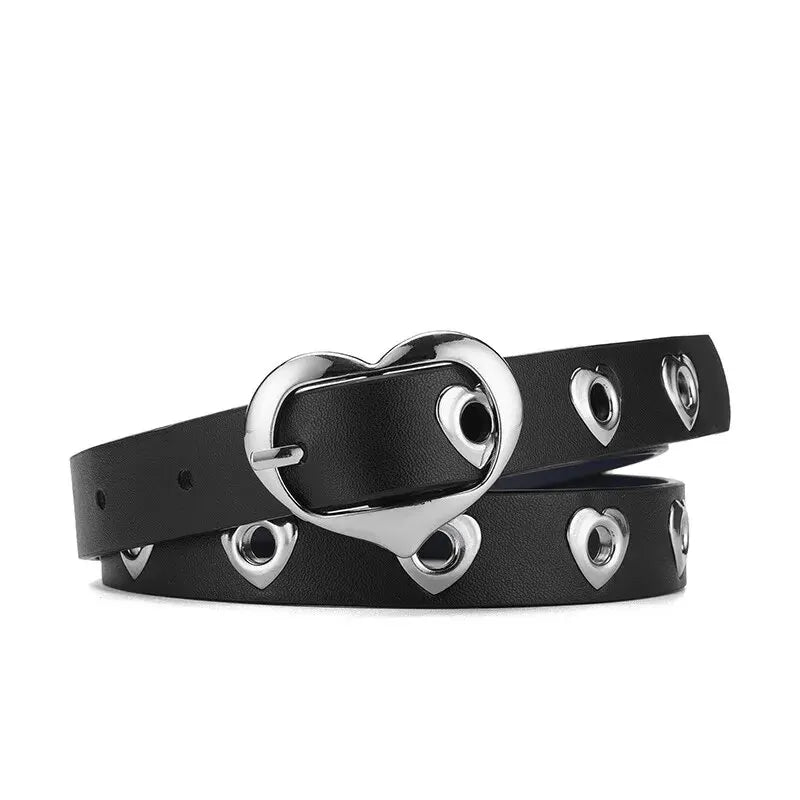 Children's Belt Fashion Heart Shaped Buckle Girls' Belt Student Thin Belt Cute Boys' Belt PU Belt School Supplies Teenager Belts