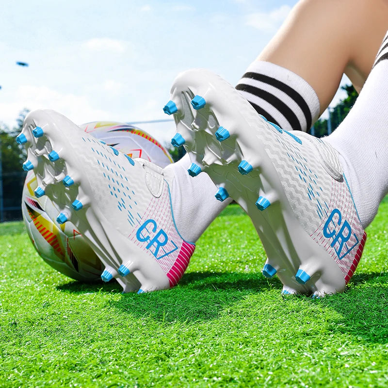 Unisex High Top Soccer Shoes Autumn Kids Teenager Turf And Firm Ground Cleats For Amateur Match Daily Football Training Outdoor