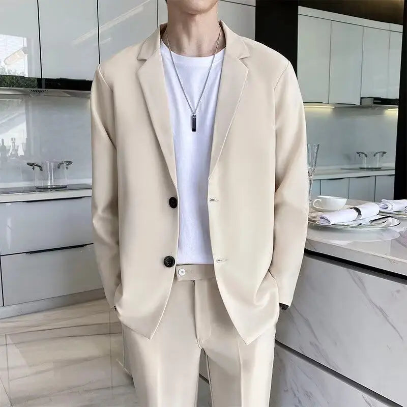 Men's Casual Half Sleeve Suit Jacket Polyester Fiber Breathable round Hemline Single Button Closure Standard Fit Adult Wear