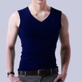 Men's Vests Summer Ice Silk V Neck Sleeveless Solid Color Slim Seamless Fitness Tank Tops QXMY-02024002
