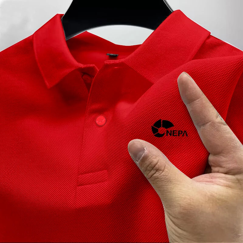 2026 Men's Reflective Polo Shirt, Color Button, Breathable, Casual, Fashionable, Business, Comfort, Summer, Shoes