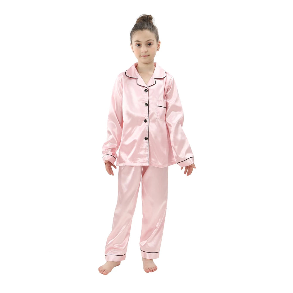 Christmas Pajamas for Boys Girls Red Green Gold Pijamas 2-13 Years Kids Sleepwear Children Satin Pyajams Toddler Silky Nightwear