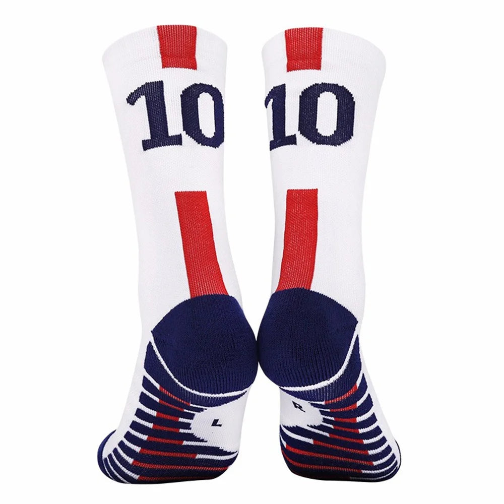 Kids Soccer Socks Number 10# Star 7# Mid-tube Boys Cycling Socks Outdoor Towel Bottom Fashion Men's Sport Football Short Socks