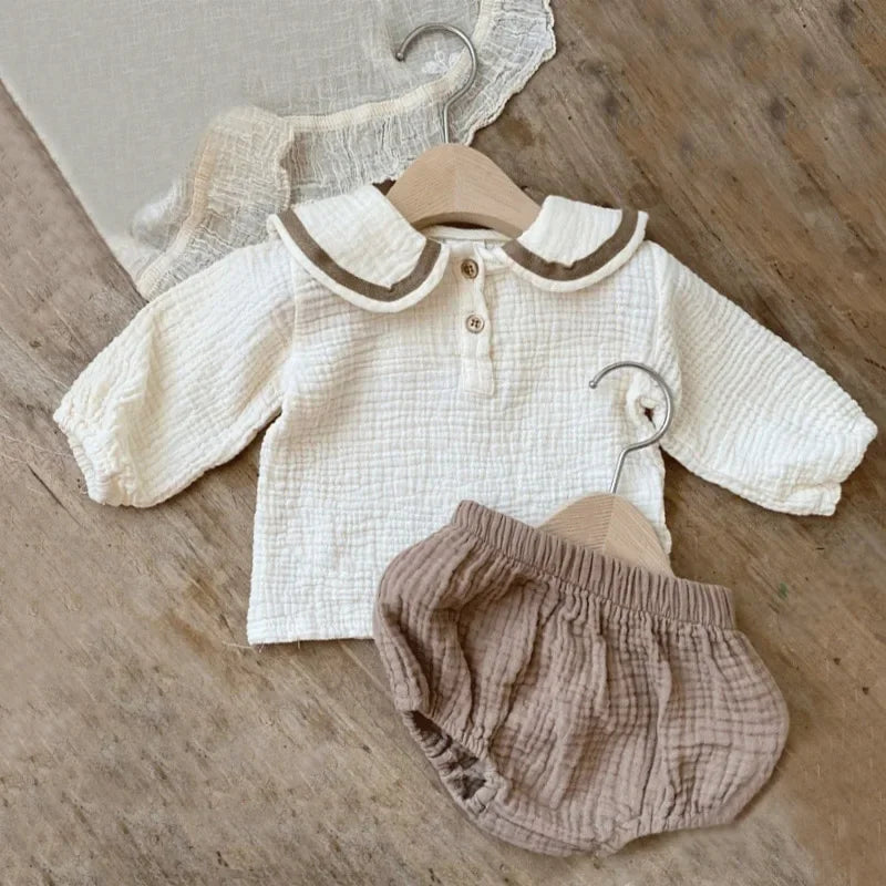 Baby Clothing Sets For 0-3Years Organic Cotton Navy Design Baby Boys Clothes Shirts + Bloomerst 2pcs Kids Outfit Baby Costume