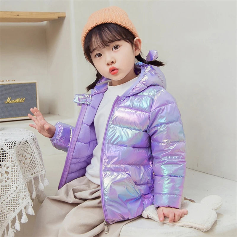 Kids Boys Girls Lightweight Down Jackets Hooded Outerwear Autumn Winter Baby Coats Fashion Sports Casual Clothing For 1-5 Years