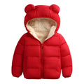 Kids Solid Color Coat, Zipper Open Front Hooded Cotton-padded Jacket for Boys and Girls, Black/ Dark Blue/ Royal Blue/ Red