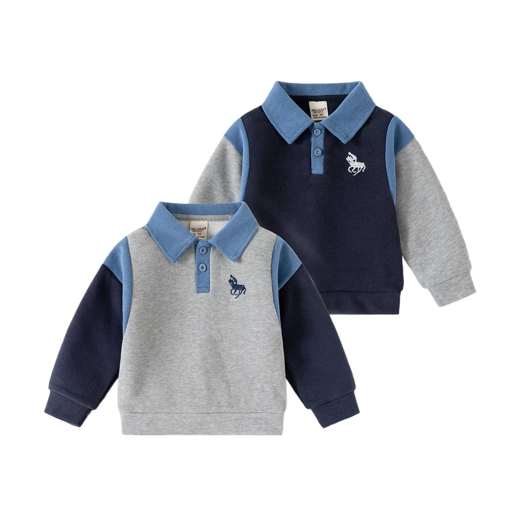 Toddler Boys Polo Sweatshirts Kids Tops Long Sleeve Tops Children's Clothes