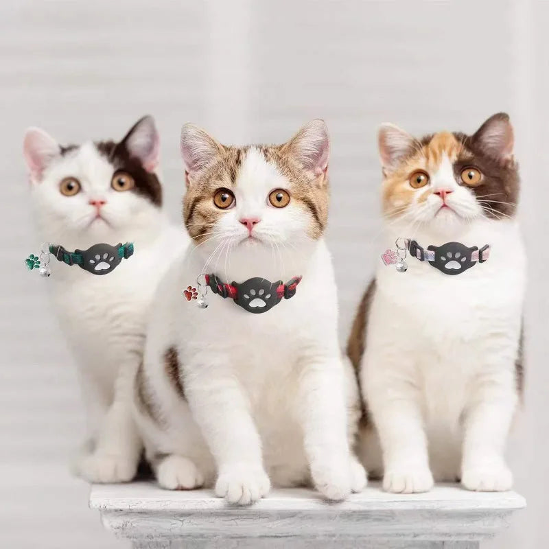 Pet Collar for Airtag Cat Collar Paw Bell Pendant Collar Locator Collar GPS Trackers Pets Accessories (Excluding Tracker)